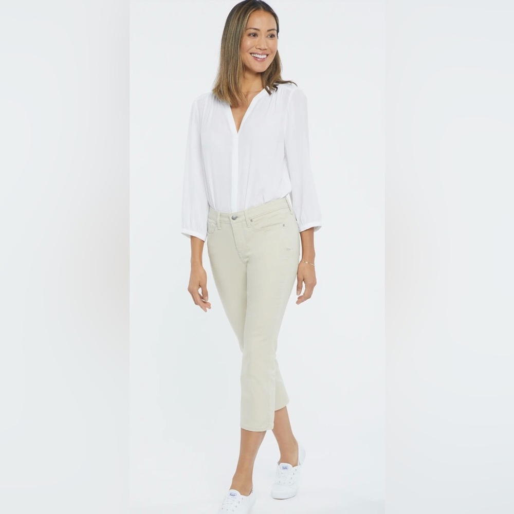 NYDJ Beige Cropped Straight Jeans